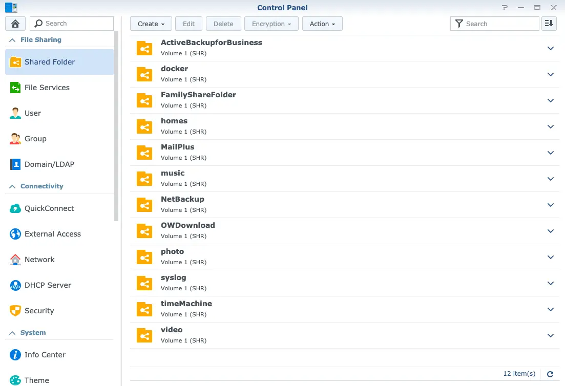 Fig.3 Control Panel->Shared Folder